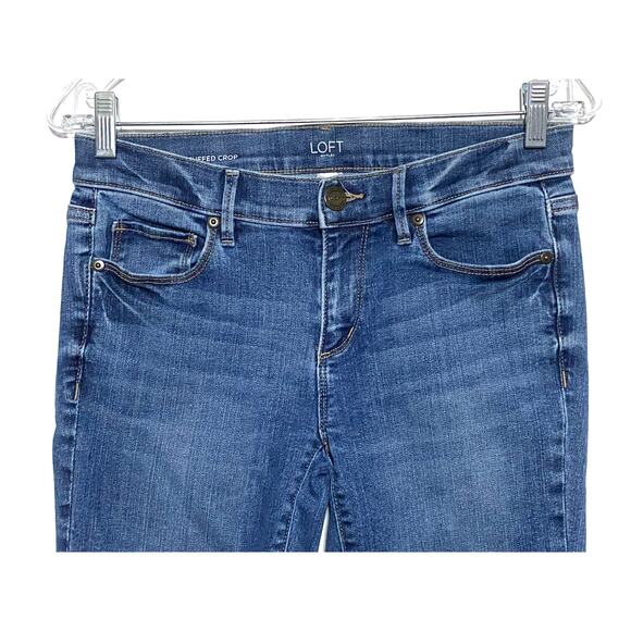 Loft Modern Cuffed Crop Whiskered Jeans Womens 2 Stretch Preppy Capsule Normcore - Picture 3 of 7